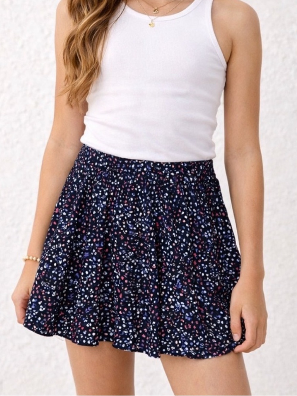 Abercrombie Kids Girls Blue Floral Skort Skirt Shorts